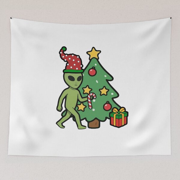 Item preview, Alien Celebrating Christmas with Tree and Presents designed and sold by Everyday Aliens.