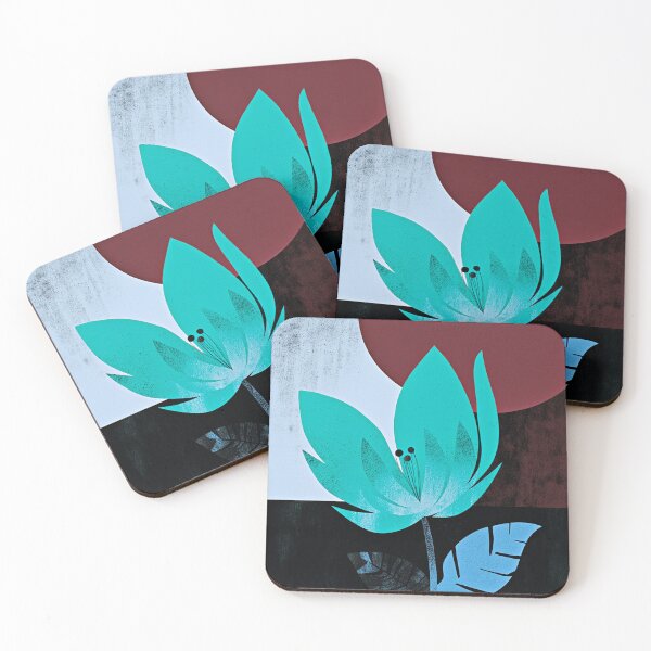 Artikelvorschau, Abstraktes Blumenmuster in Türkis und Schwarz entworfen und verkauft von joycrysstudio.