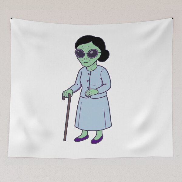 Item preview, Grandmother Alien With a Cane designed and sold by Everyday Aliens.