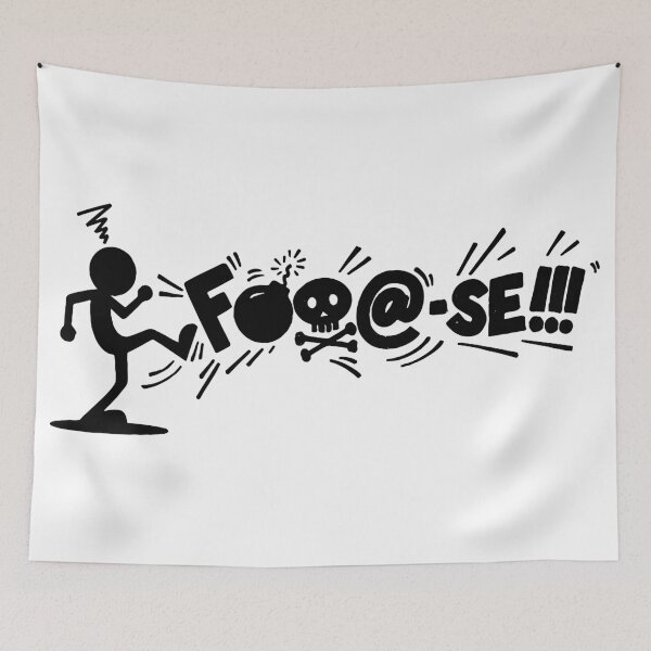 Item preview, Strong Portuguese Phrase “Foda-se” Cartoon with Stick Figure and Symbols (Black & White T-shirt Design) designed and sold by JoelmaQ.