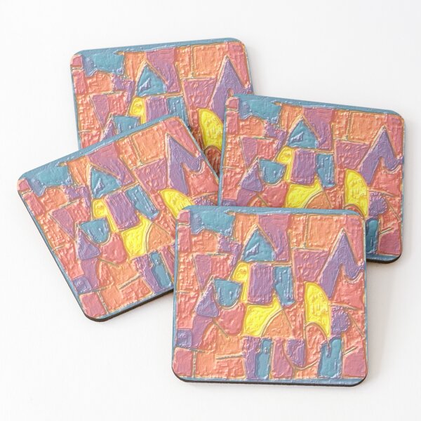 Item preview, blue monday trichrome plaster colorful geometric abstract design designed and sold by SmashingDeals.