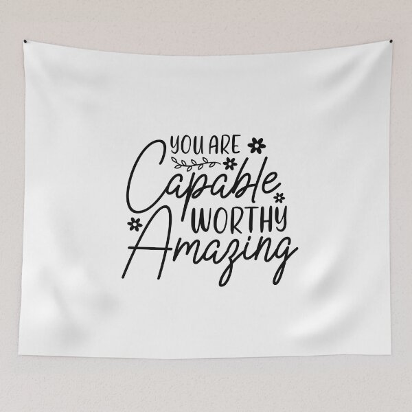 Item preview, You Are Capable – Positive Affirmation Hand Lettering Art, Self Love Reminder – Capable Worthy Amazing Script Design designed and sold by GDbanners.