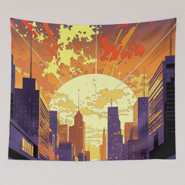 Item preview, Neon Sunset Street, Abstract Urban Sunset Road designed and sold by KiraChie.