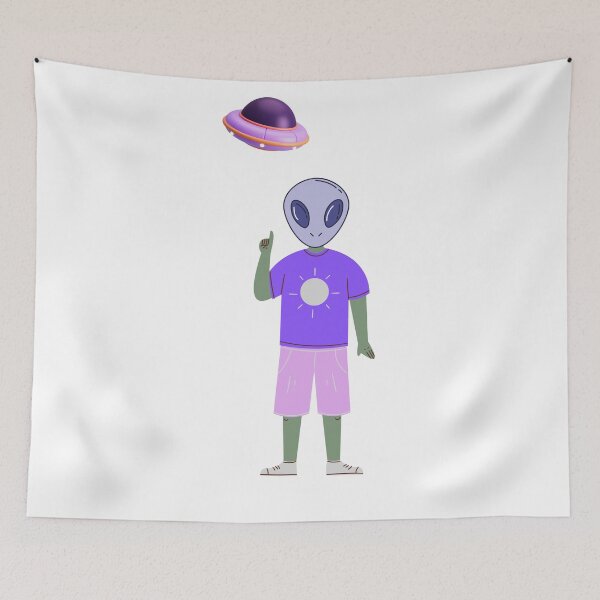 Item preview, Alien Pointing to a Flying Saucer designed and sold by Everyday Aliens.