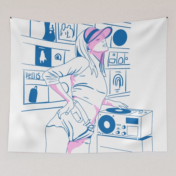Item preview, Vintage Vinyl Vibes – Minimal Line Art Girl with Record Player designed and sold by Arctic frame studio.