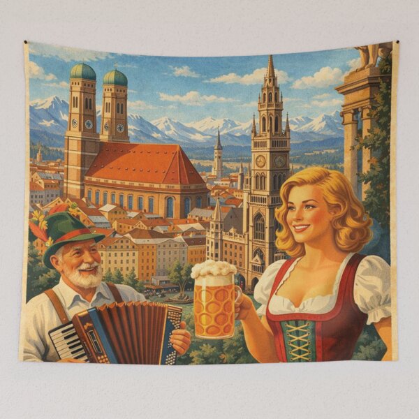 Item preview, Vintage Munich travel poster – Bavaria holiday design designed and sold by Mauswohn.