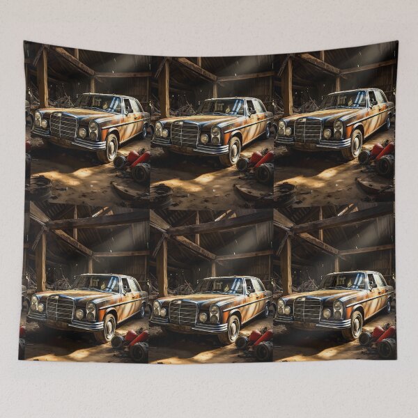Item preview, Rusty Classic Sedan Parked In Dusty Wooden Barn Interior Space designed and sold by RevUpDesign.