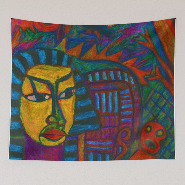 Item preview, Pharaoh in the Zoo: Surreal Mask & Animal Chaos designed and sold by LuxuryApparels.