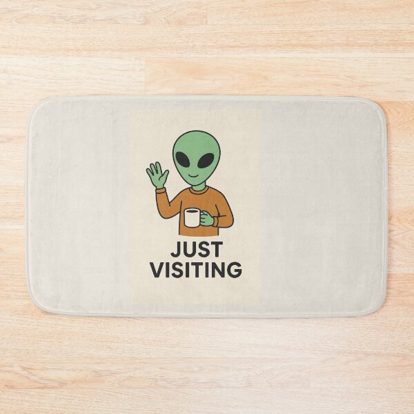 Item preview, Just Visiting-Alien waving and Drinking A Cup Of Coffee. designed and sold by Everyday Aliens.
