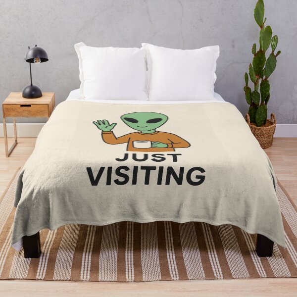 Item preview, Just Visiting-Alien waving and Drinking A Cup Of Coffee. designed and sold by Everyday Aliens.