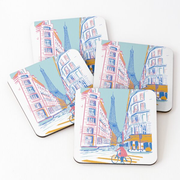Item preview, Paris Street Bicycle – Eiffel Tower Line Art Illustration designed and sold by Arctic frame studio.