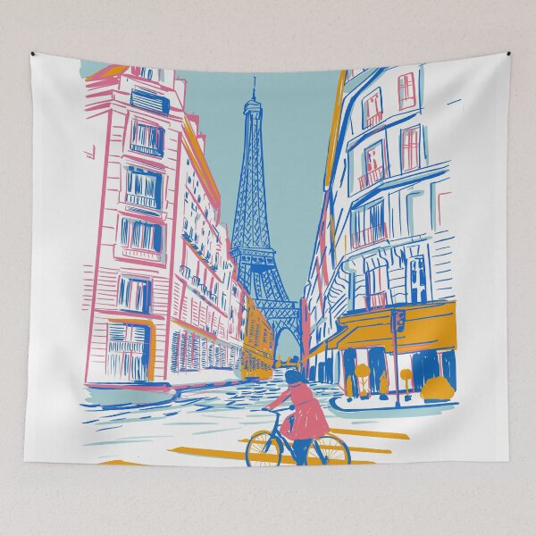 Item preview, Paris Street Bicycle – Eiffel Tower Line Art Illustration designed and sold by Arctic frame studio.