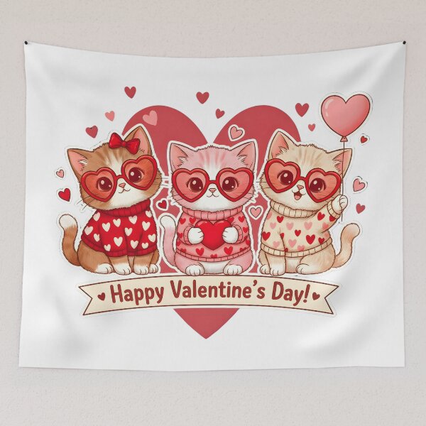 Item preview, Happy Valentine’s Day Cat – Cute Cat Lover Valentine Hearts designed and sold by Shivartdesign36.