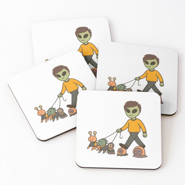 Item preview,  Retro Alien Teen Walking Five Alien Pets designed and sold by Everyday Aliens.