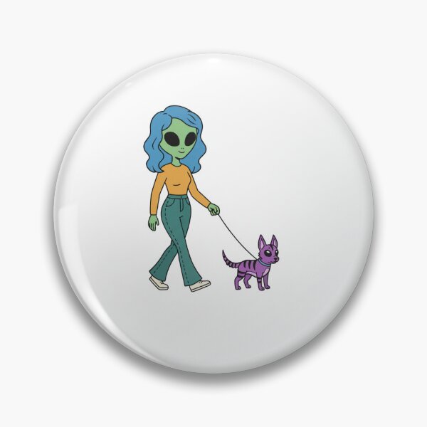 Item preview, Green Alien Woman Walking a Purple Alien Dog designed and sold by Everyday Aliens.