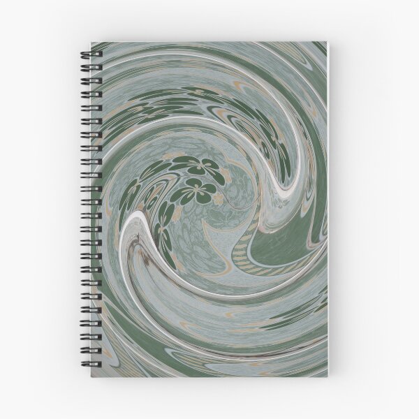 Item preview, Abstract swirling patterns in shades of light green, beige, and gray are highlighted by distorted floral motifs and vibrant circular movement, creating a flowing, dreamlike background. designed and sold by KinImageCraft.