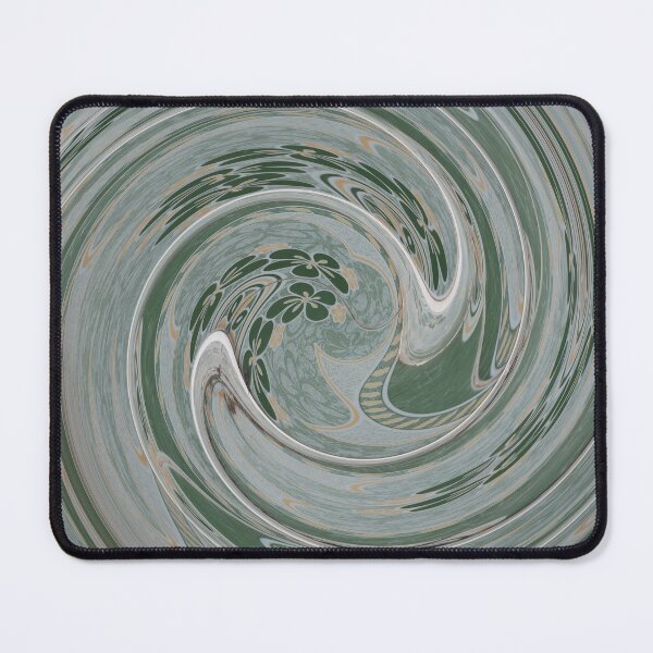 Item preview, Abstract swirling patterns in shades of light green, beige, and gray are highlighted by distorted floral motifs and vibrant circular movement, creating a flowing, dreamlike background. designed and sold by KinImageCraft.