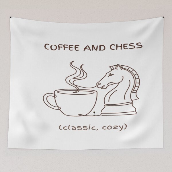 Item preview, Coffee and Chess Knight Line Art designed and sold by PawnShiftGoods.