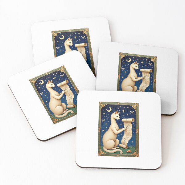 Item preview, Cream Cat Astronomy Chart Medieval Art designed and sold by PictorialWhimsy.