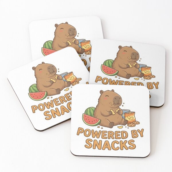 Item preview, Powered By Snacks Capybara - Funny Foodie Art designed and sold by Petsy Hub.