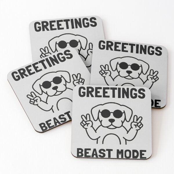 Item preview, Greetings Beast Mode Dog Poster – Funny Minimalist Dog Wall Art, Motivational Meme Decor designed and sold by AbstractAuraArt.