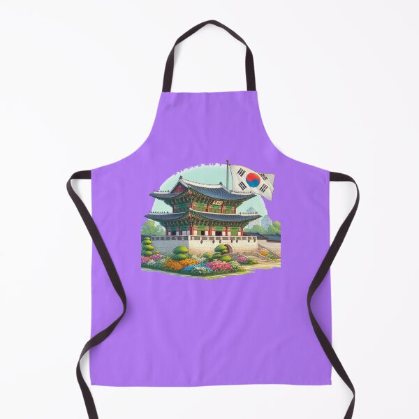 Item preview, Gyeongbokgung Palace Cute 3D Sketch Label with Korean Flag ,  designed and sold by PaintMeWorld.