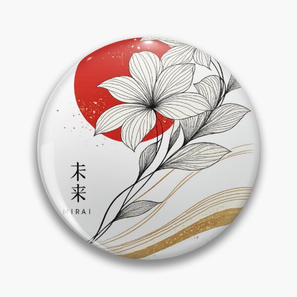 Item preview, Japanese Minimalist Floral Art With Red Sun Mirai designed and sold by Bored Duck.