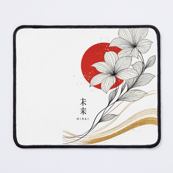 Item preview, Japanese Minimalist Floral Art With Red Sun Mirai designed and sold by Bored Duck.