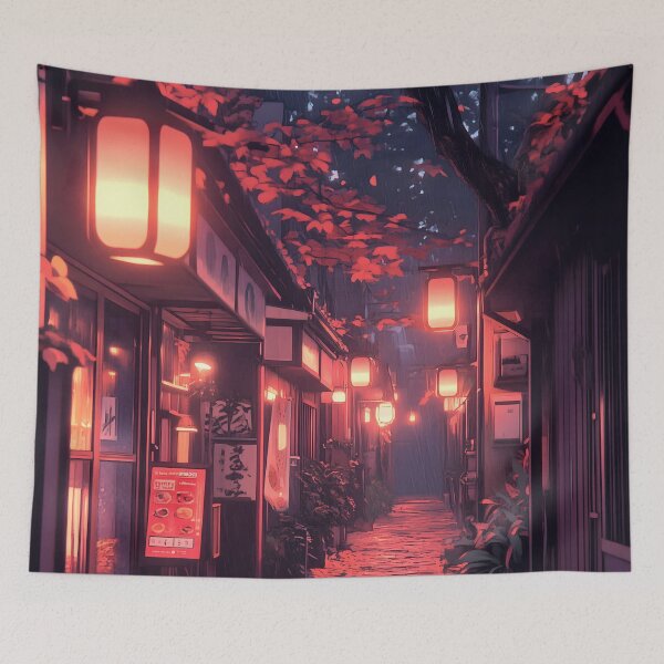 Item preview, Japanese Cozy Autumn Alley Lantern Glow designed and sold by mildaclairmo.