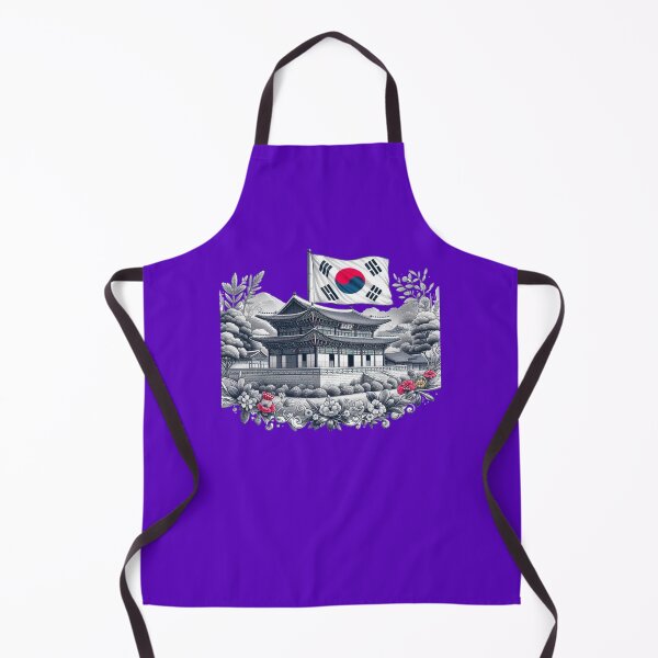 Item preview, Gyeongbokgung Palace Cute 3D Sketch Label with Korean Flag ,  designed and sold by PaintMeWorld.