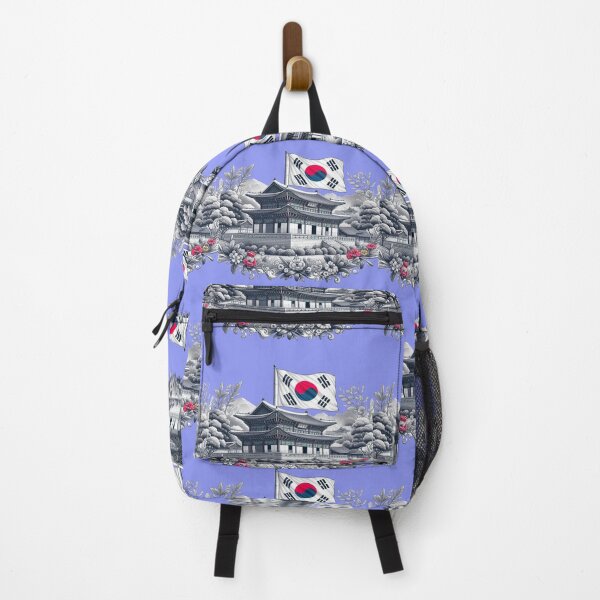 Item preview, Gyeongbokgung Palace Cute 3D Sketch Label with Korean Flag ,  designed and sold by PaintMeWorld.