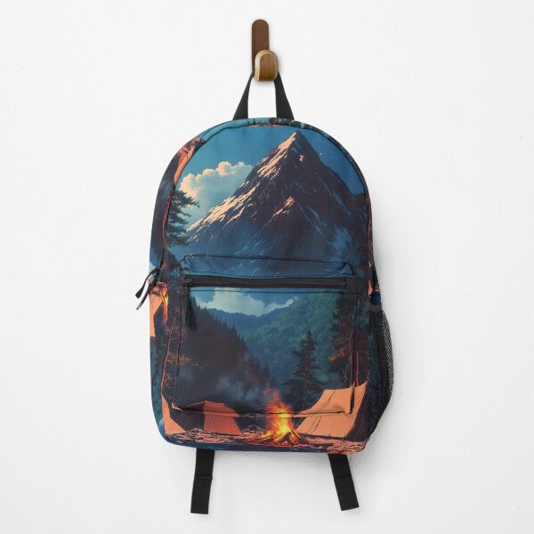 Item preview, Japanese Landscape Cozy Campsite Bonfire Mountain Night designed and sold by mildaclairmo.