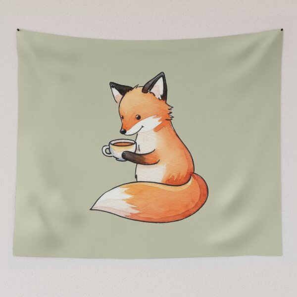 Item preview, Cozy Fox with Coffee Cup designed and sold by Ombrya.