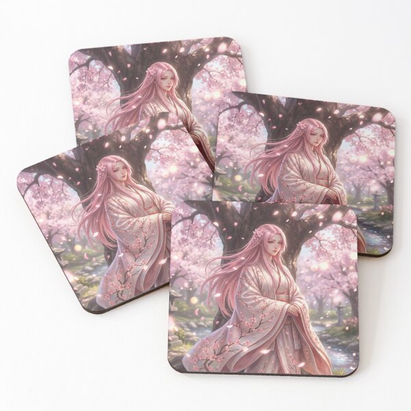 Item preview, Sakura Priestess of Spring | Cherry Blossom Spirit in Elegant Kimono | Japanese Fantasy Art | Mori no Akari Series designed and sold by Mori-no-Akari.