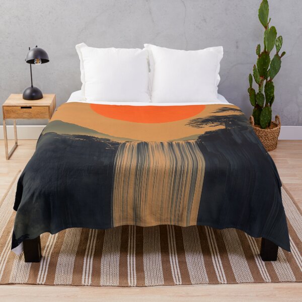 Item preview, Fantasy Waterfall Japanese Landscape Crimson Sun Valley Mystic designed and sold by mildaclairmo.