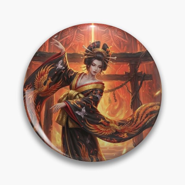 Item preview, Hellfire Phoenix Courtesan | Dancing Kimono Spirit of Flames | Japanese Mythic Fantasy Art | Mori no Akari Series designed and sold by Mori-no-Akari.