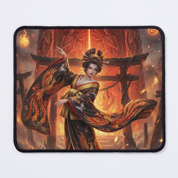 Item preview, Hellfire Phoenix Courtesan | Dancing Kimono Spirit of Flames | Japanese Mythic Fantasy Art | Mori no Akari Series designed and sold by Mori-no-Akari.