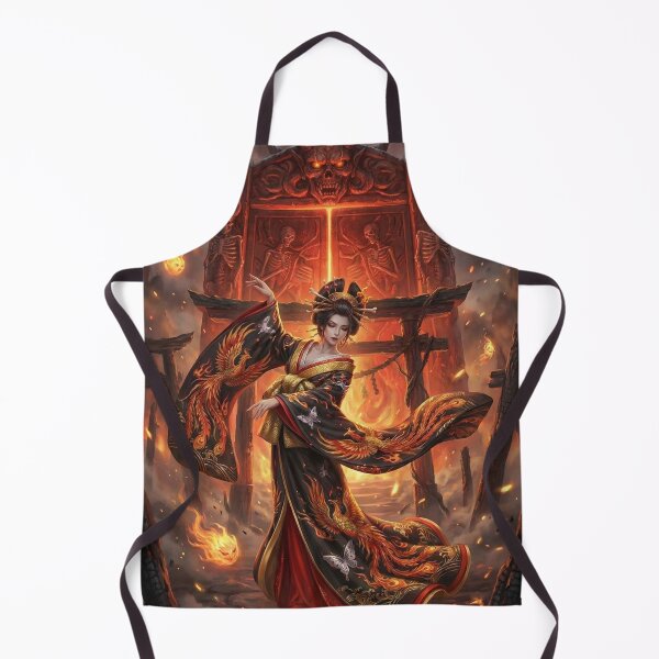 Item preview, Hellfire Phoenix Courtesan | Dancing Kimono Spirit of Flames | Japanese Mythic Fantasy Art | Mori no Akari Series designed and sold by Mori-no-Akari.