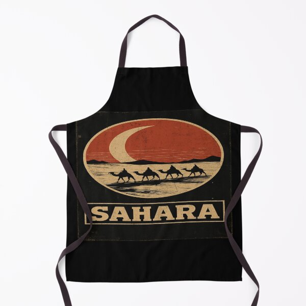 Item preview, Vintage Sahara Desert Travel Art – Camel Caravan Silhouette with Red Sun in Retro Circle Frame designed and sold by Bright Nest Studio.