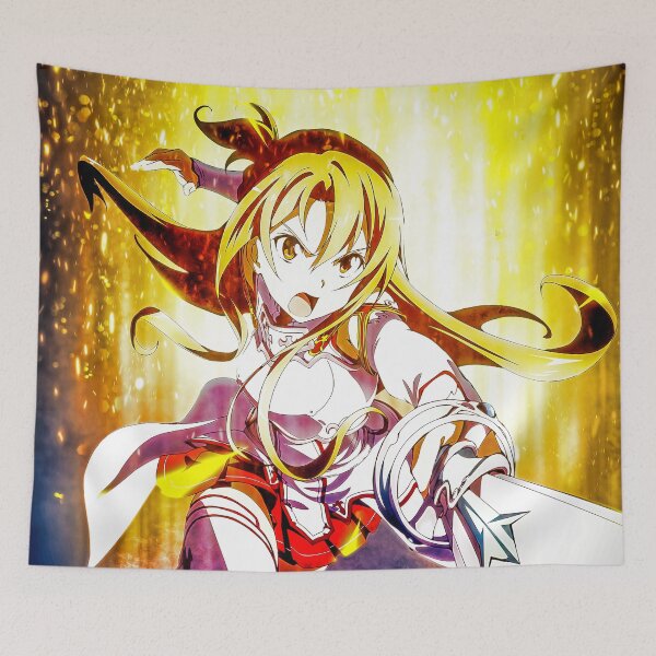 Item preview, Art Asuna Sword Online Anime Golden Glow Fierce Action Radiant Aura Girl designed and sold by Tokyonomad.