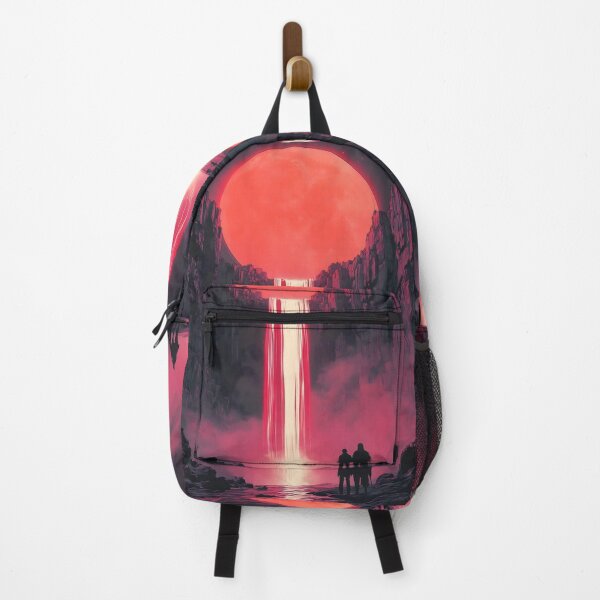 Item preview, Japanese Landscape Fantasy Waterfall Valley Crimson Moon designed and sold by mildaclairmo.