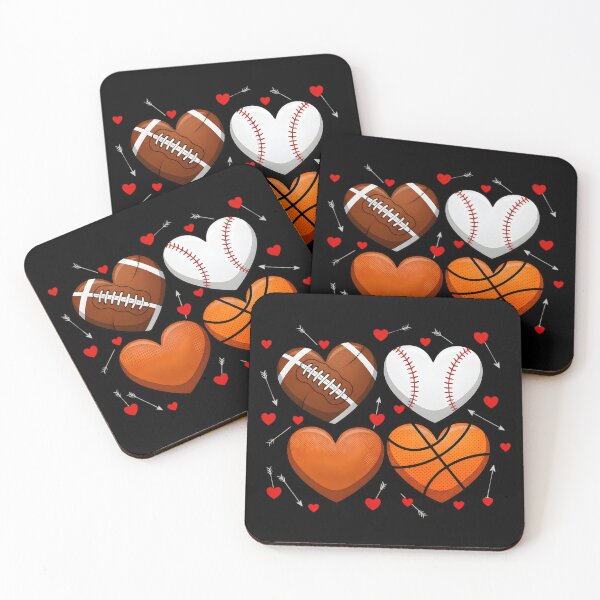 Item preview, Cute Heart Baseball Basketball Football Valentine designed and sold by OlakunleOloroz.