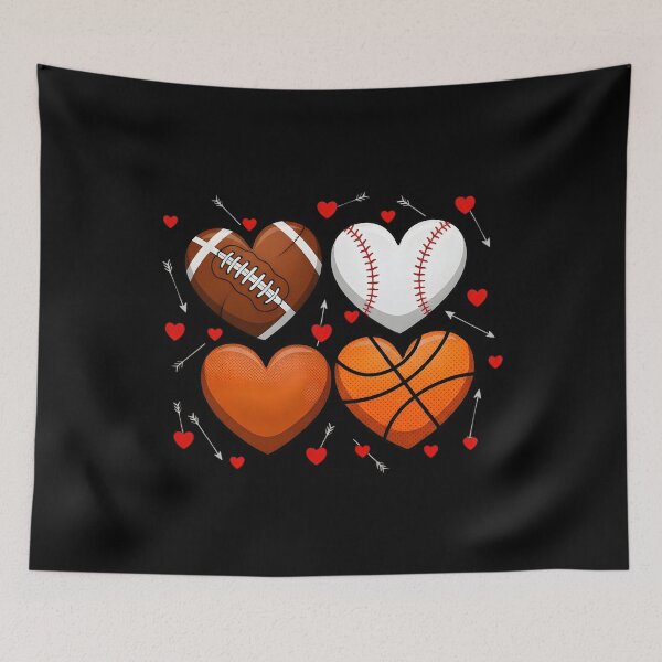 Item preview, Cute Heart Baseball Basketball Football Valentine designed and sold by OlakunleOloroz.