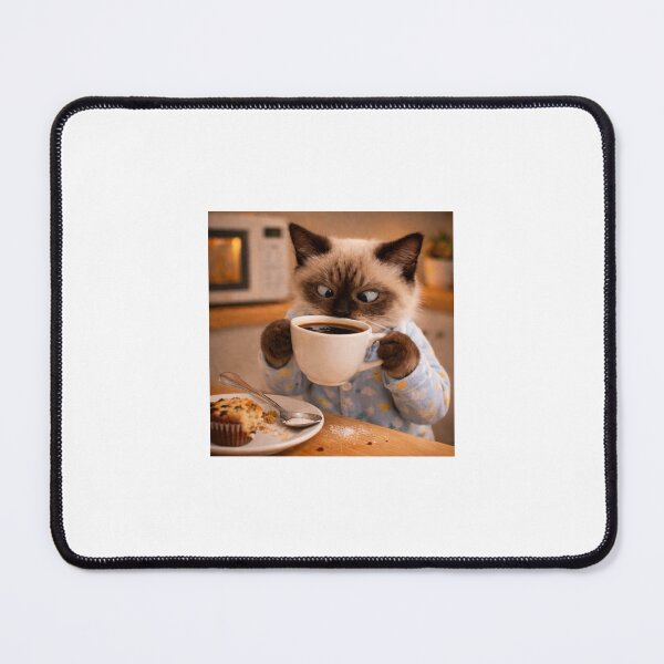 Item preview, Siamese Cat Enjoying Morning Coffee designed and sold by LovelyCatGalaxy.