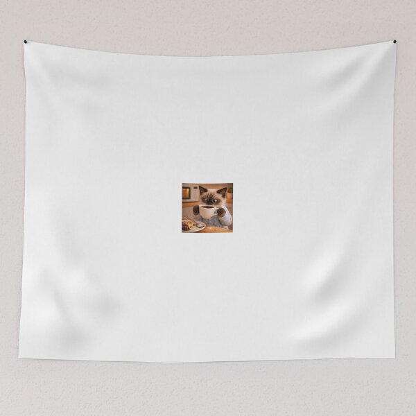 Item preview, Siamese Cat Enjoying Morning Coffee designed and sold by LovelyCatGalaxy.