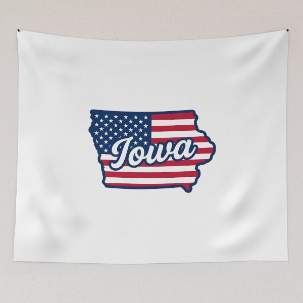 Item preview, Iowa State American Flag Outline – Patriotic Pride Script designed and sold by Paper Drip.