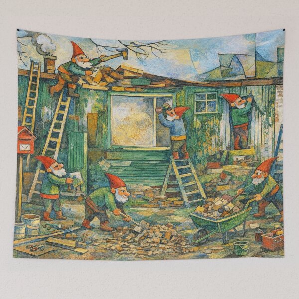 Item preview, Gnomes Renovating a Dilapedated Shed designed and sold by cuprum.