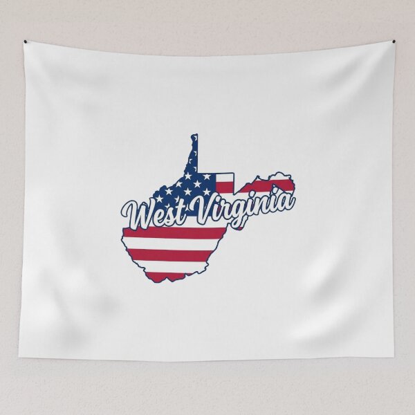 Item preview, West Virginia State American Flag Outline – Patriotic Pride Script designed and sold by Paper Drip.