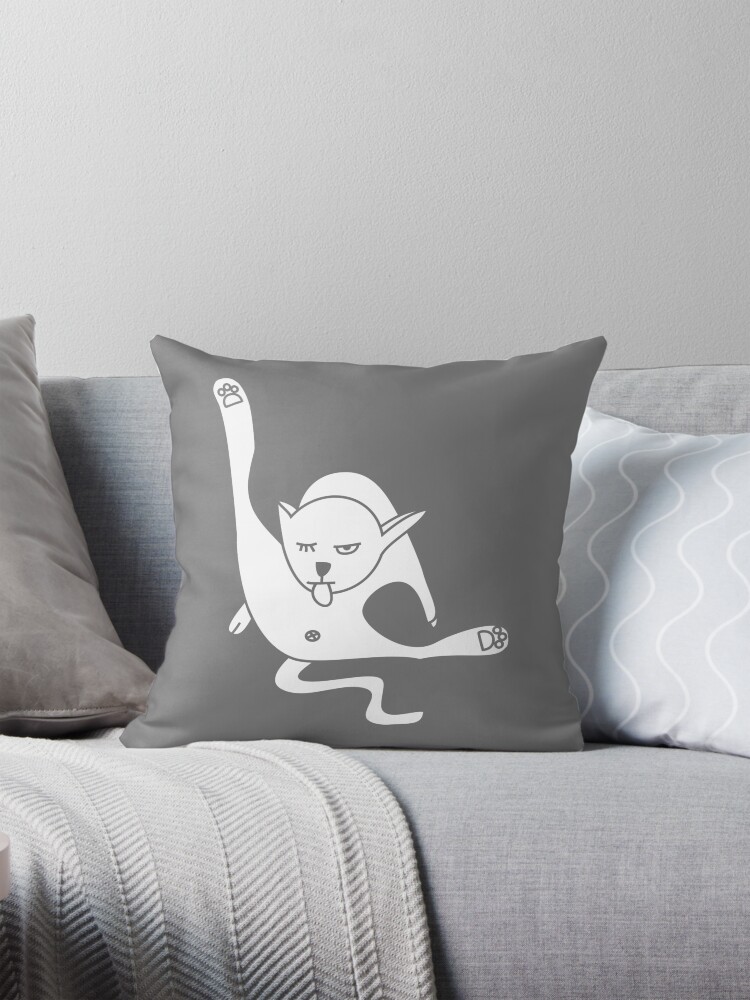 Thumbnail 1 of 4, Pillow, Rude Cat Cleans Itself designed and sold by oberdoofus.