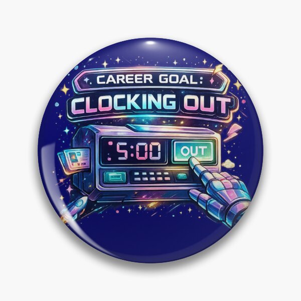 Item preview, Career Goal: Clocking Out – Futuristic Work Burnout Humor Sticker & T-Shirt designed and sold by EliteCaptionist.